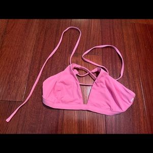 Rip Curl solid pink criss cross tie back bikini top size L